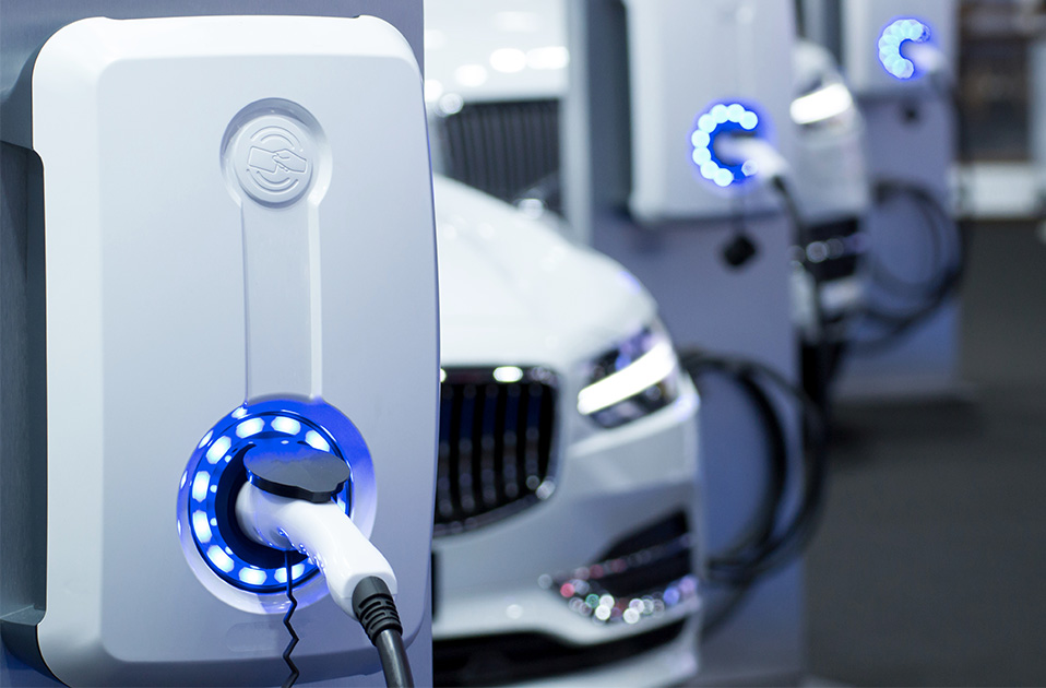 series of charging stations for electric vehicles